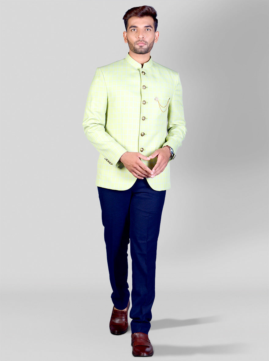 Buy Pista Lime Green Zari Embroidered Silk Jodhpuri Suit Online | Samyakk